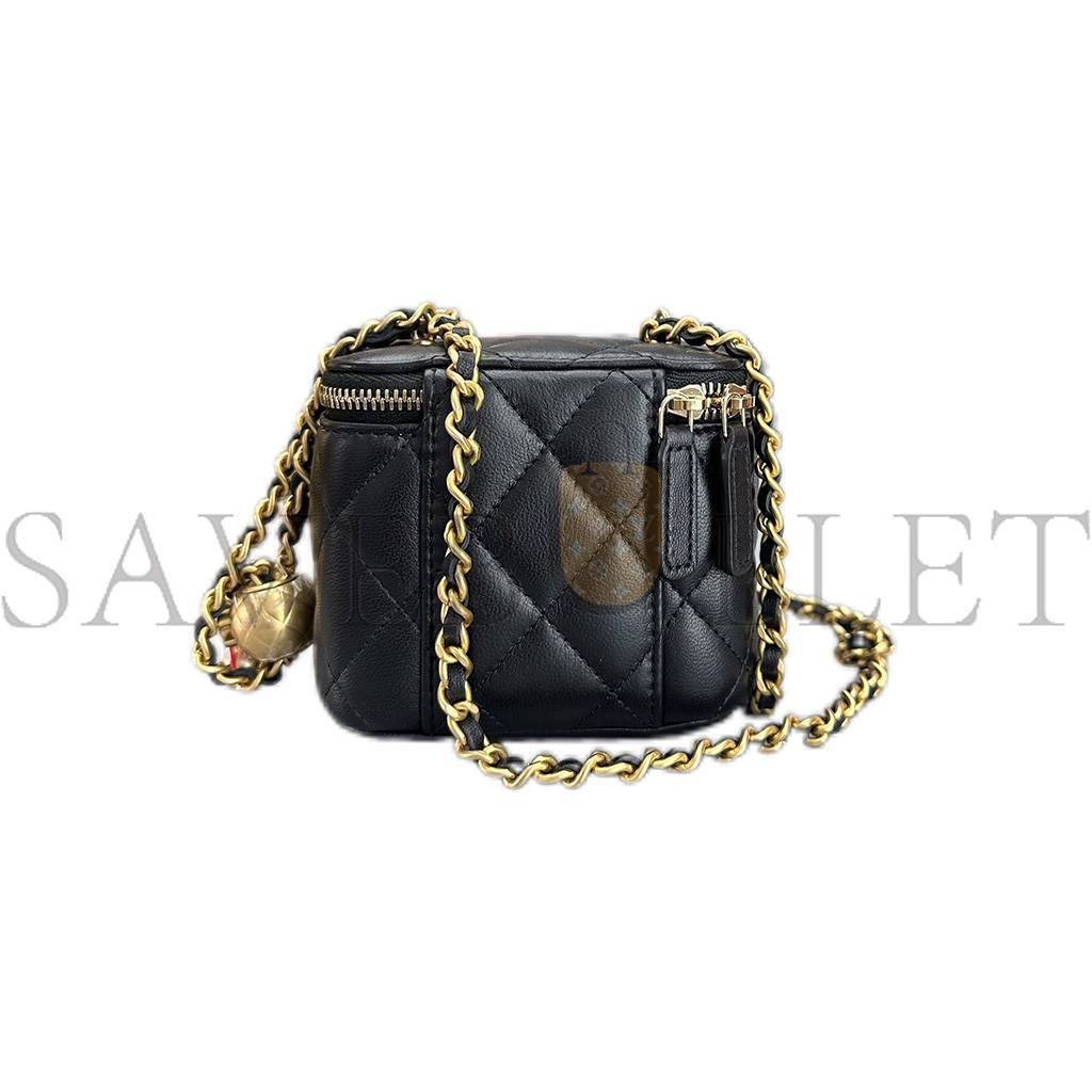 Ch*el master mini vanity case with pearl crush clutch with chain ap1447 (11*8.5*7cm)